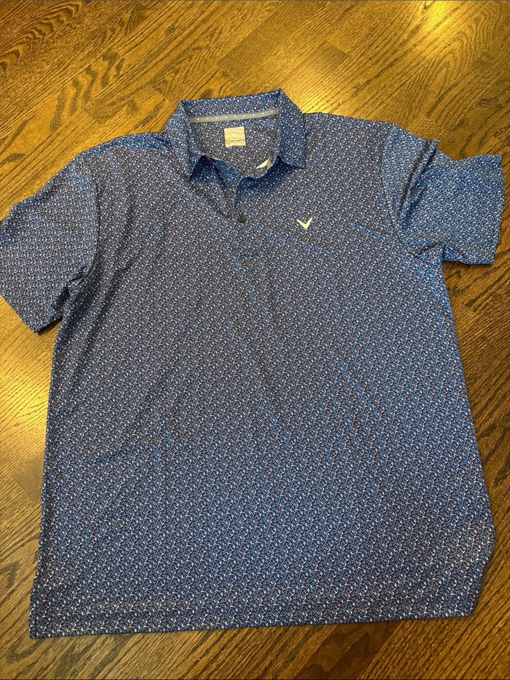 Callaway Navy Blue Printed Golf Polo xl NWOT